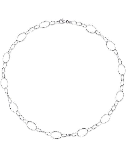 Italian Silver Multicolor Fancy Oval Link Chain Necklace