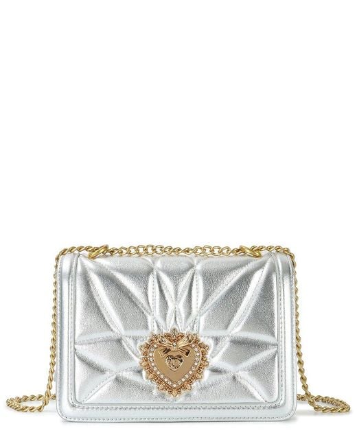 Tiffany & Fred Paris Gray Metallic Quilted Leather Shoulder Bag