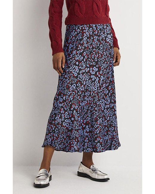 Boden Multicolor Satin Bias-cut Midi Skirt