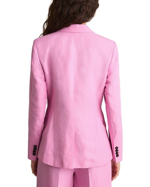 Reiss Pink Raine Linen-Blend Suit Jacket