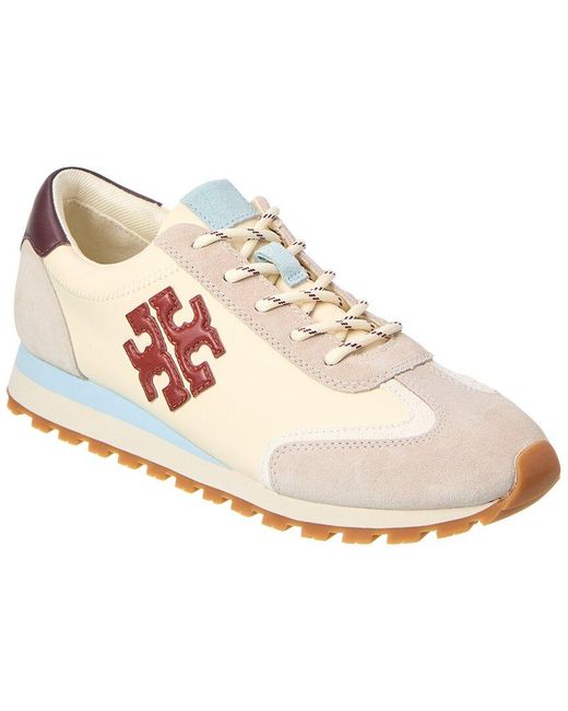 Tory Burch White Vintage Nylon & Leather Sneaker