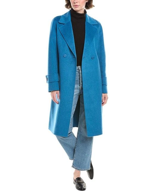 Forte Blue Belted Wool & Cashmere-Blend Coat