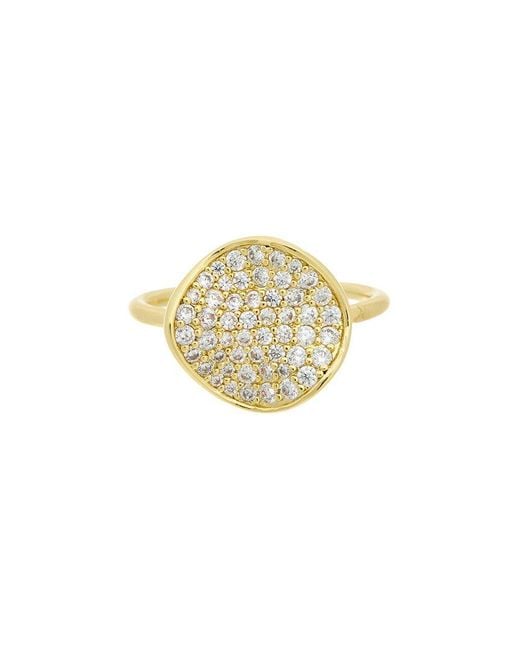 Rachel Glauber Metallic 14K Plated Cz Cocktail Ring