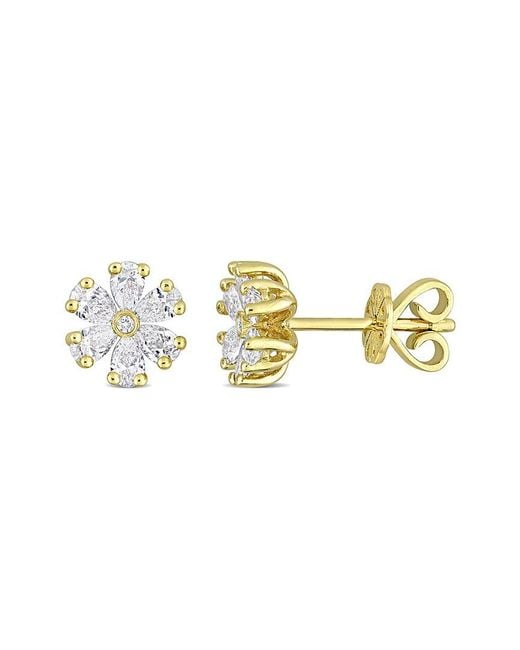 Diamond Select Cuts Metallic 14K 0.86 Ct. Tw. Diamond Floral Earrings