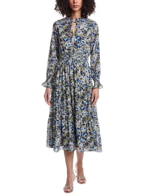 Sail To Sable Blue Smocked Waist Midi Dress