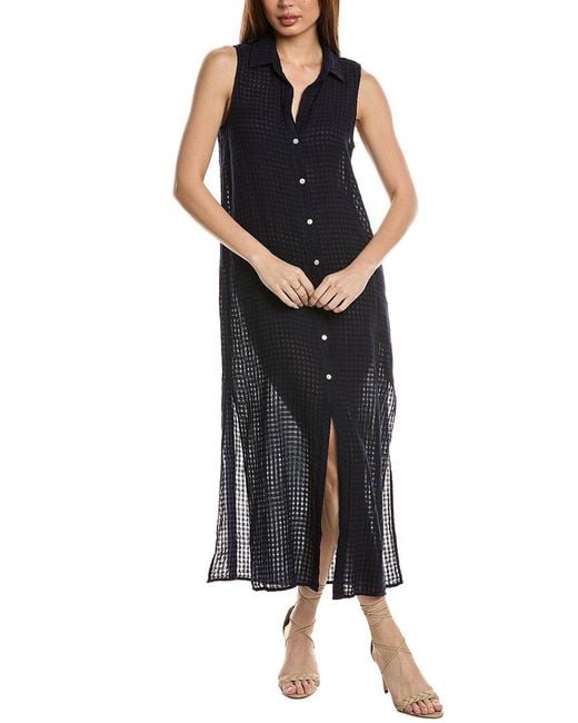 Bella Dahl Black Side Slit Duster Linen-Blend Dress
