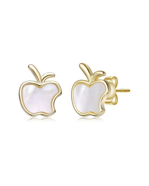Rachel Glauber Metallic 14K Plated Pearl Earrings