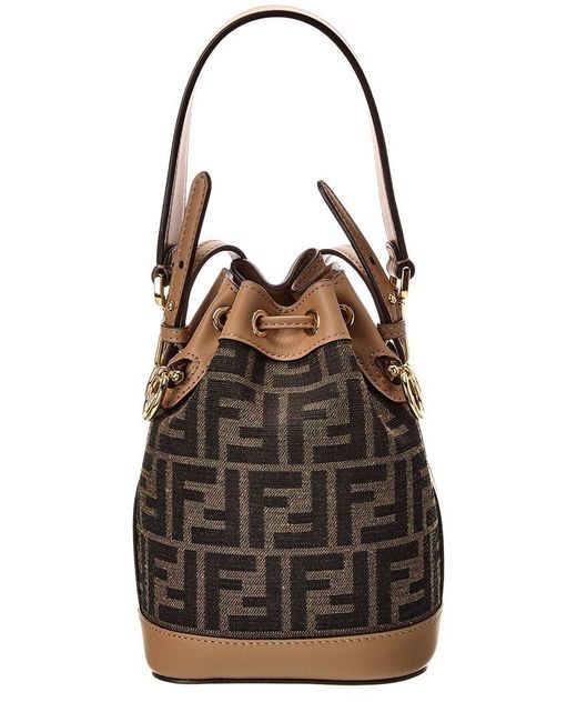 Fendi Black Mon Tresor Mini Ff Jacquard & Leather Bucket Bag