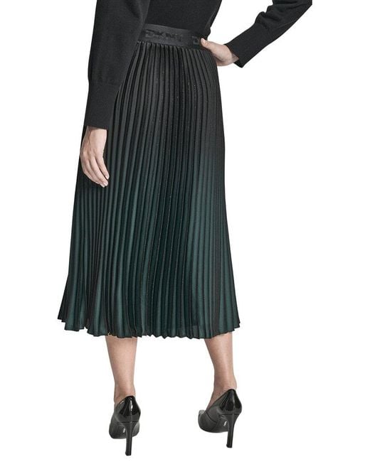 DKNY Green Pull On Pleated Foil Skirt