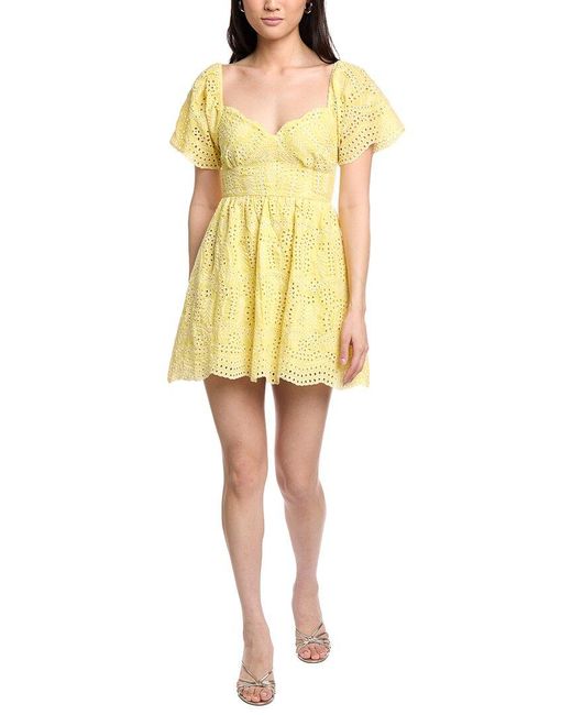 LOST AND WANDER Yellow Lemon Drop Mini Dress