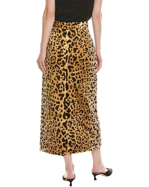 Miu Miu Metallic Leopard Print Velvet Midi Skirt