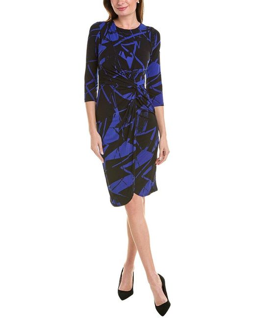 Joseph Ribkoff Blue Abstract Midi Dress