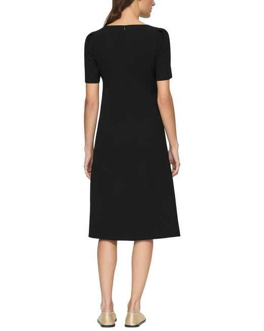 Lafayette 148 New York Black Bateau Neck Puff Sleeve Dress
