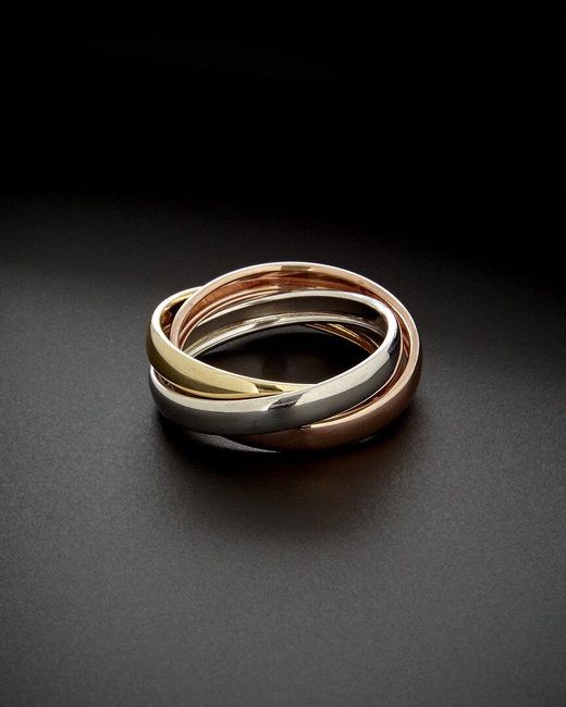 Italian Gold Black 14K Tri-Tone Rolling Ring
