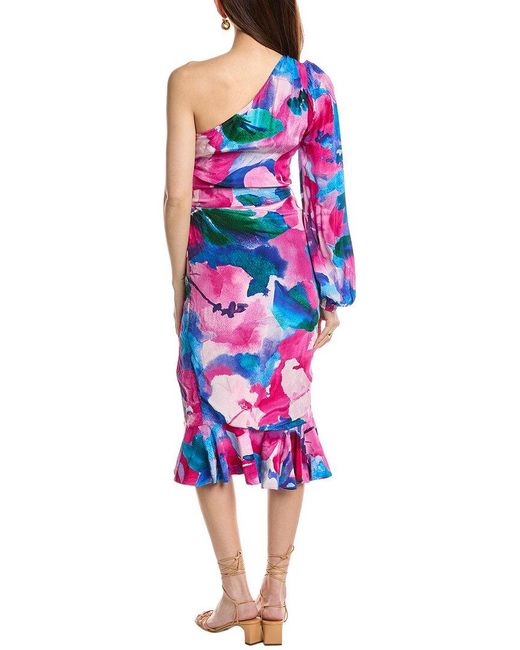 Hemant & Nandita White One-Shoulder Midi Dress