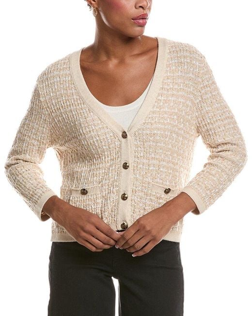 Autumn Cashmere Natural Cropped Texture Stitch V-Neck Jacket