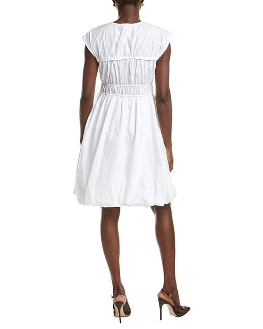 Ellen Tracy White Poplin Bubble Hem Dress