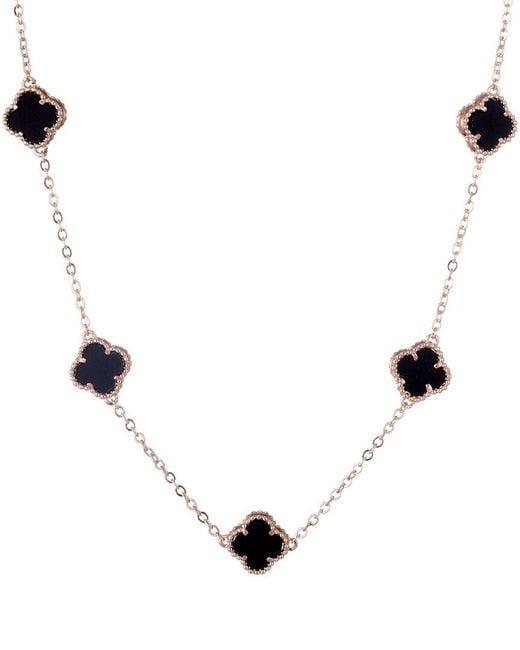 Adornia Natural 14K Rose Plated Flower Station Necklace