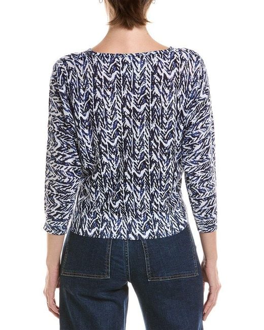 NIC+ZOE Blue Crosshatch Sweater
