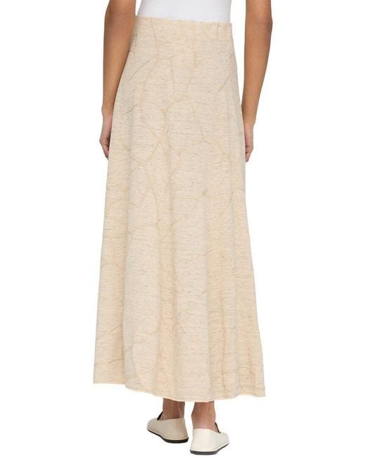 Lafayette 148 New York Natural Jacquard Pull On Linen-Blend Skirt