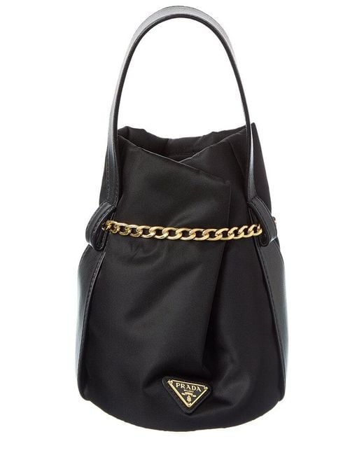Prada Black Petit Sac Noir Mini Re-Nylon & Leather Bucket Bag