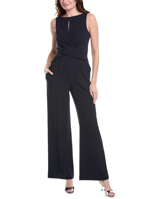 Vince Camuto Blue Crisscross Crepe Jumpsuit