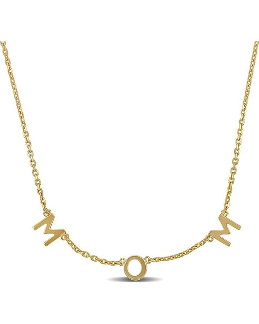 Italian Gold Metallic 14K Mom Charm Necklace