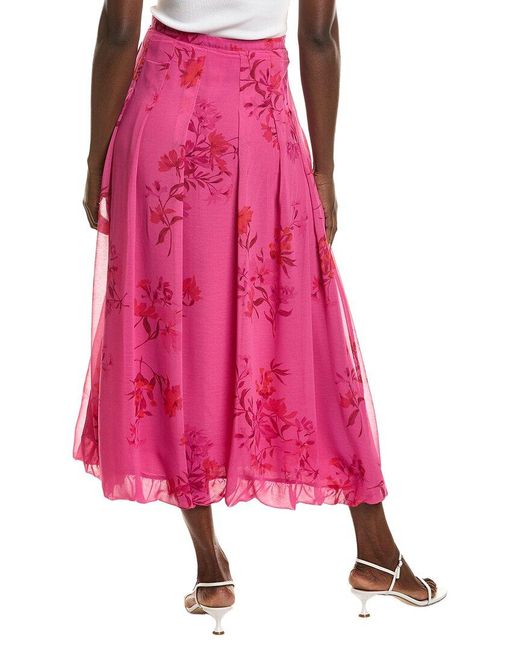 Vince Camuto Pink Pleated Bubble Midi Skirt