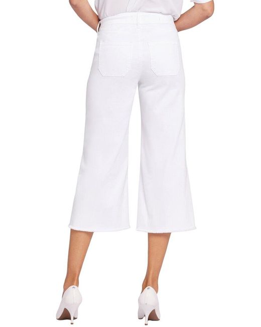 NYDJ Petite Patchie Major Wide Leg Capri Optic White Jean