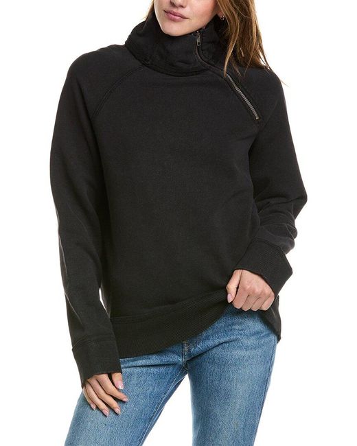 Free People Black Just A Game 1/2-zip Pullover