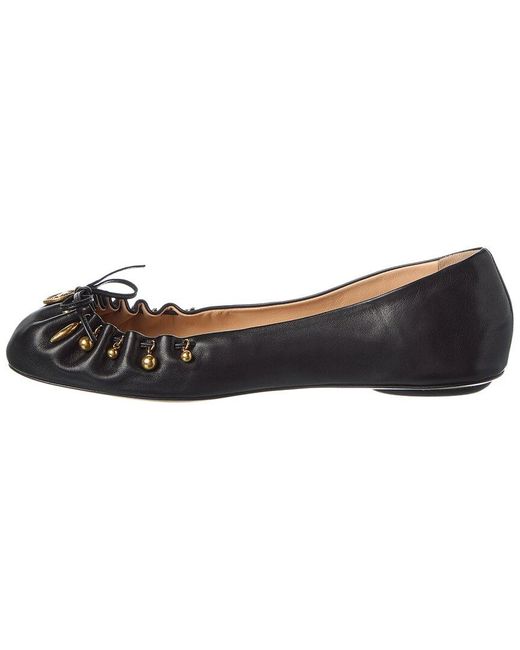 Chloé Black Charms Leather Ballerina Flat