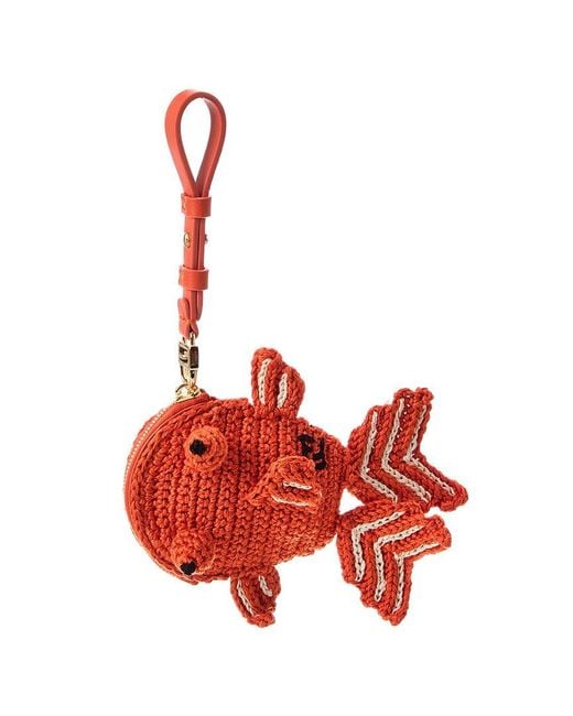 Fendi Red Bff Crochet Coin Purse