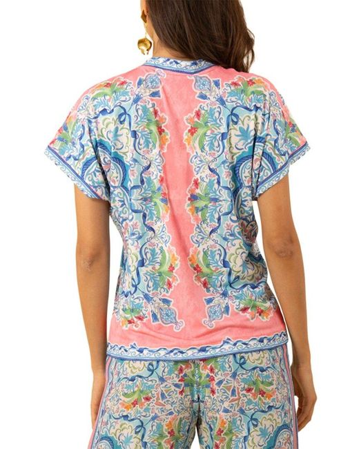 Hale Bob Blue Joelle Short Sleeve Top