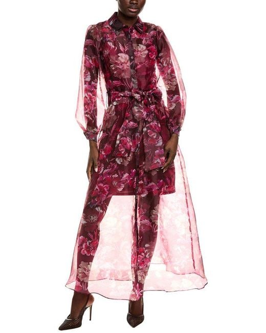 Julia Jordan Red Organza Shirt Gown