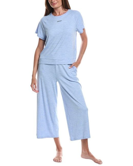 DKNY Blue 2Pc Top & Crop Pant Lounge Set