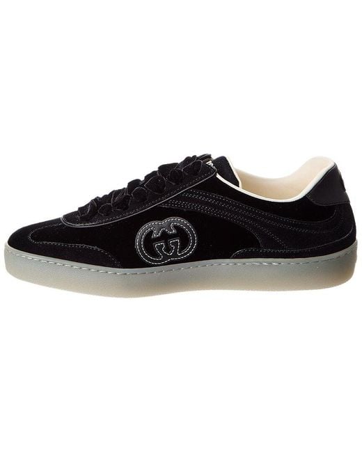 Gucci Black G75 Velvet & Suede Sneaker