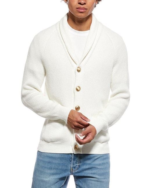 Brunello Cucinelli White Knit Cardigan for men