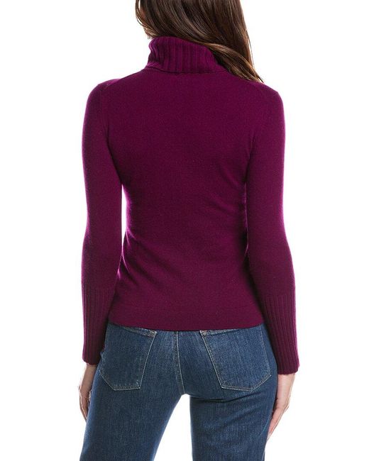 Forte Purple Chunky Trim Turtleneck Cashmere Sweater