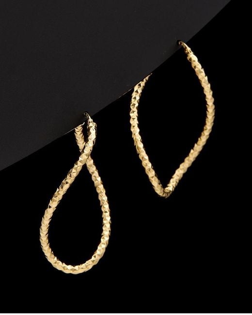 Italian Gold Black 14k Twist Elongated Hoops