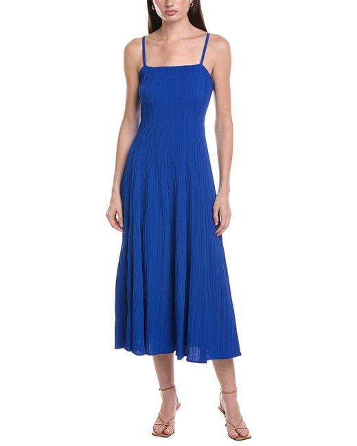Maison Tara Blue Variegated Stripe Midi Dress