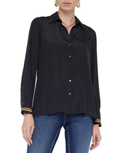 L'Agence Blue Gio Silk Blouse