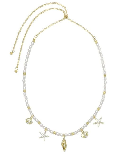 Adornia White 14K Plated Cz Adjustable Charm Necklace
