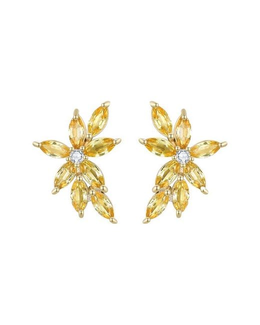 Nina Zhou Jewelry Metallic 14K 1.64 Ct. Tw. Diamond & Sapphire Cluster Earrings