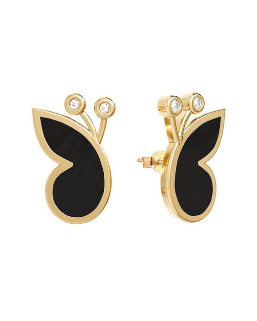 Gabi Rielle Metallic 14K Over Onyx Cz Wings Earrings