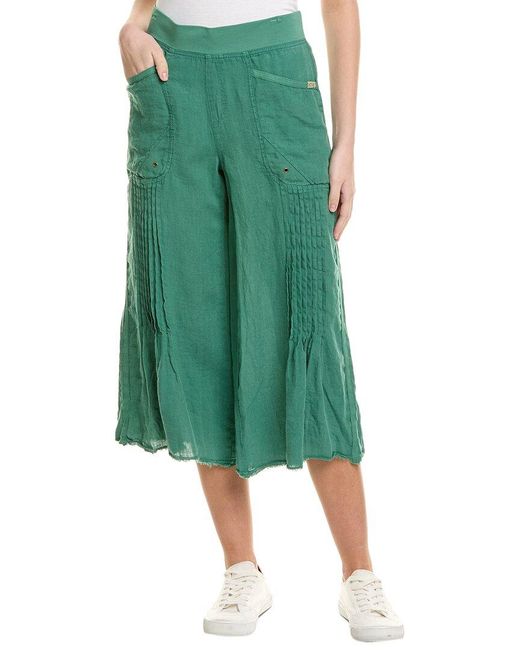 XCVI Green Brielle Linen Gaucho Pant
