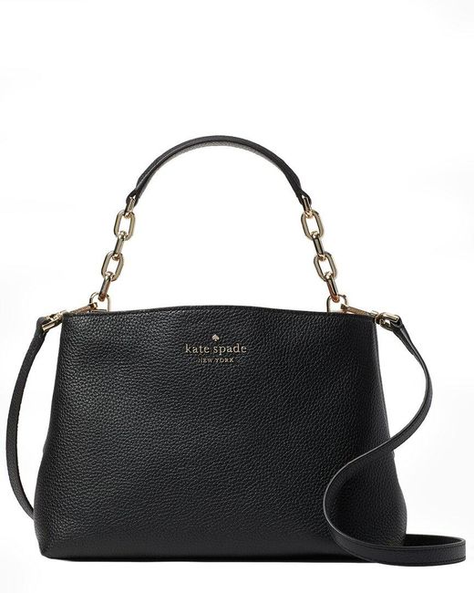 Kate Spade Black Aubrey Pebbled Leather Chain Top Handle Satchel