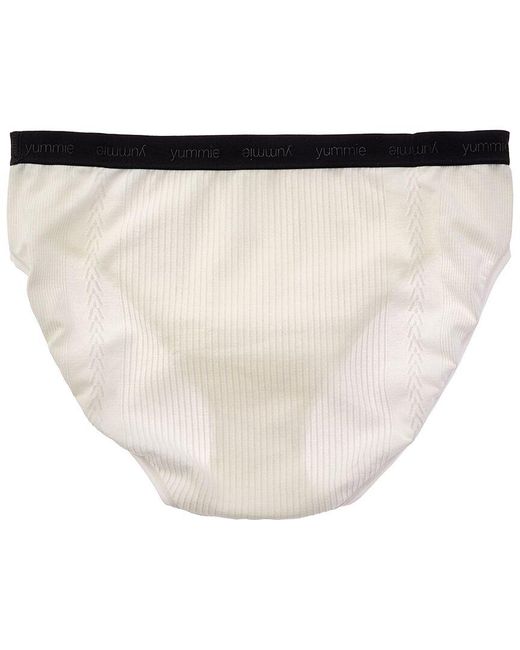 Yummie White Gemma Ribbed Hi-Leg Brief
