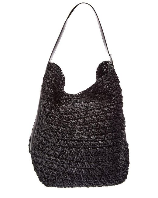 Totême  Black Straw & Leather Tote