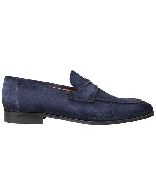 Mezlan Blue Caro Suede Penny Loafer for men