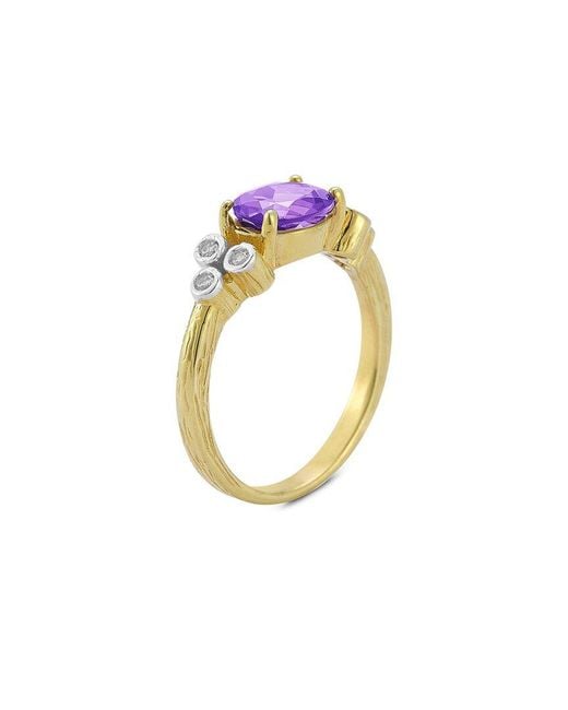 Reiss Multicolor 14K 1.23 Ct. Tw. Diamond & Amethyst Cocktail Ring